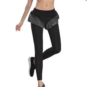 Black Compression Leggings Grey Shorts Running